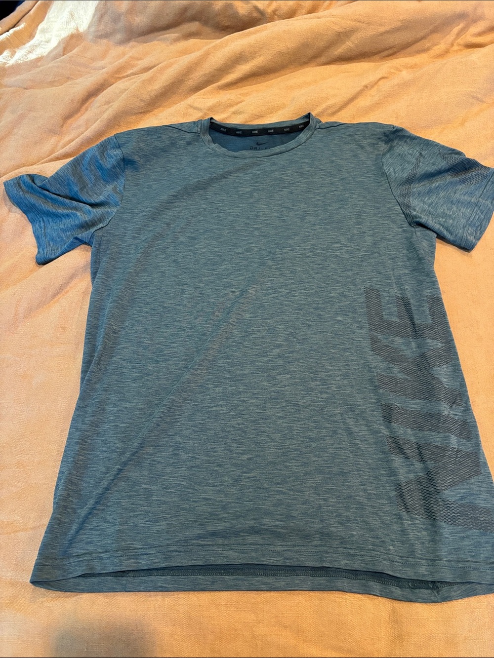 Nike Men's Heathered Slate Blue/Green Short-Sleeve Logo Tee